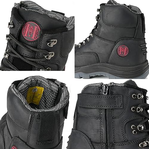 Work Boots for Men, Composite Toe, YKK Zipper, 6 inch, Non-Slip Safety Crazy Horse Leather Shoes, Static Dissipative, Breathable (81N07)4