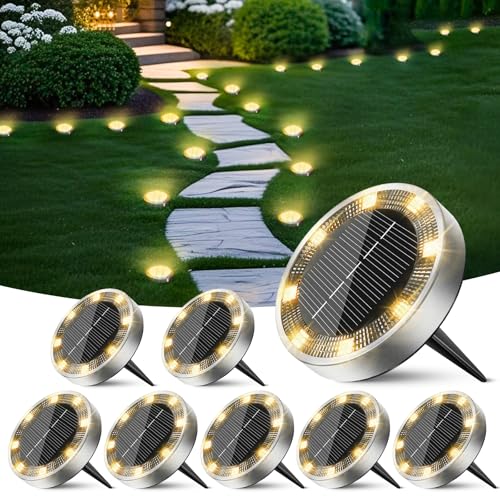 Peasur Solar Ground Lights Outdoor, 8 Pack Flat Solar...