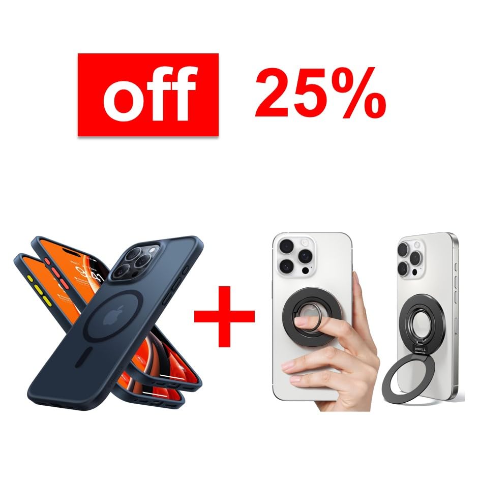 TORRAS Magnetic Phone Grip Ring Holder Kickstand & Magnetic Case