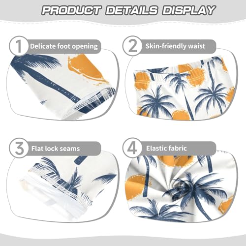 Vintage Palm Tree Girls Leggings Ultra Soft Compression Yoga Gym Pants for Kids 4-10T3