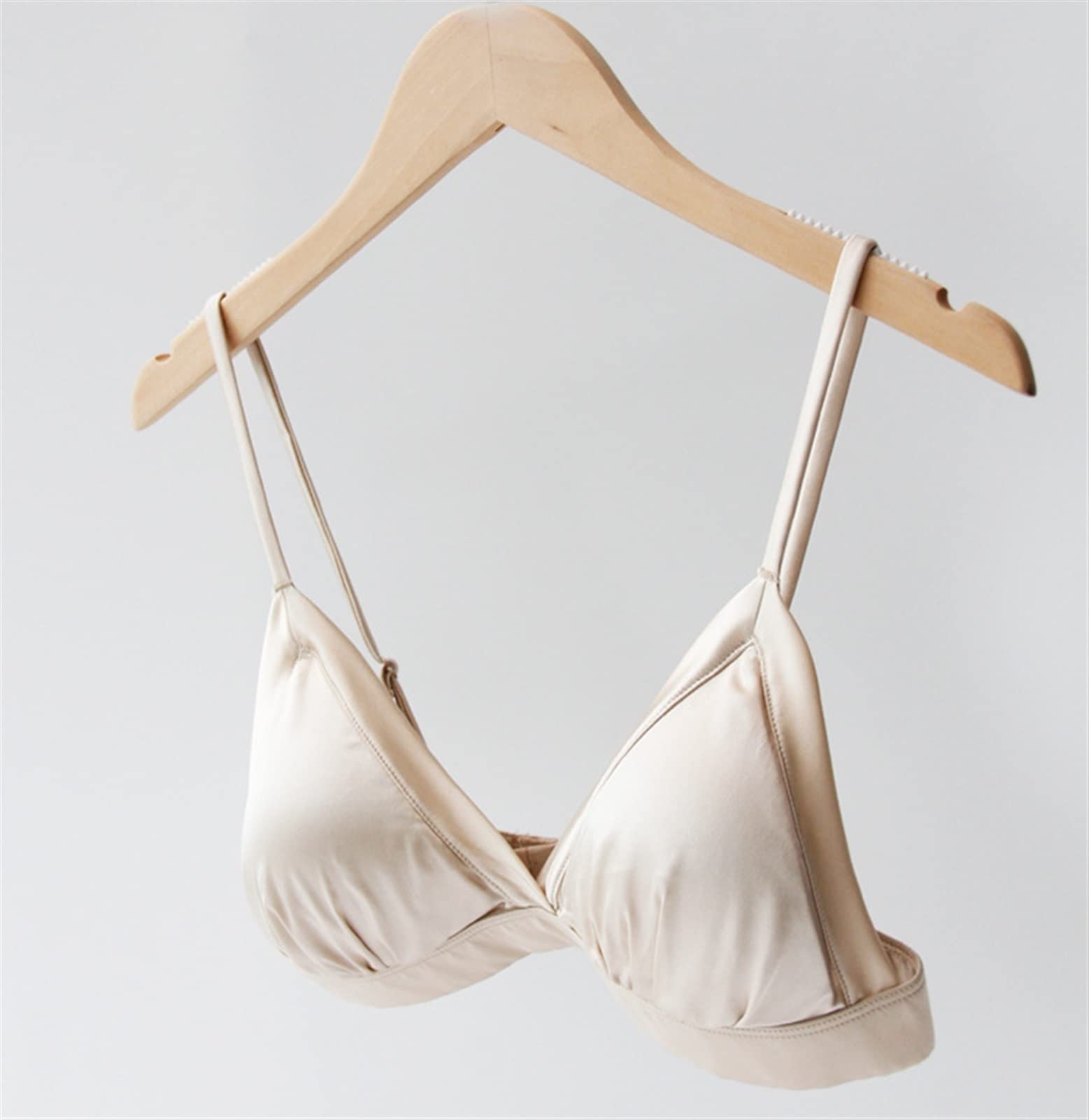 Sujetadores de Seda Mulberry para Mujer, Sujetador con Copa Triangular Francesa con Tirantes Finos, Bralette Fino, lencería de Seda