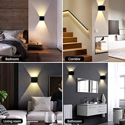 Outdoor Wall Lights Fixtures Wall Mount, Porch Light Dusk to Dawn LED Exterior Light fixtures, 6W Angle Waterproof Adjustment 4000K COB Aluminum Modern Wall Light for Doorway Indoor (2PCS)