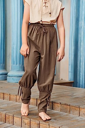 Boys Medieval Ankle Pants Viking Navigator Pirate Renaissance Costume Tapered Banded Gothic Mercenary Trousers #TOP1
