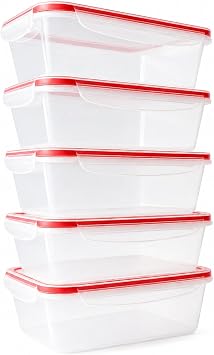 delka Airtight Food Storage Containers Pack of 5 5 x 1000ml BPA-Free Plastic with Lids   Stackable & Leak-Proof Meal Prep Boxes, Microwave, Freezer & Dishwasher Safe, Kitchen Organiser