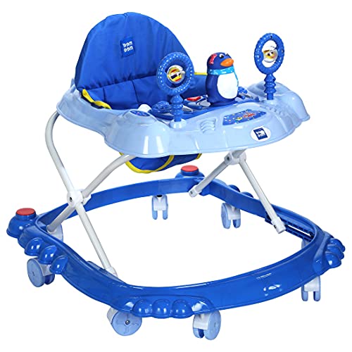 Image of Mee Mee 360 Baby Activity Walker | 3 Level Adjustable Height, Foot Mat, Musical Detachable Toy Bar & Light | Anti-Rollover Folding Walker for Boys, Girls, Kids | 6-18 Months 15kg (Green)