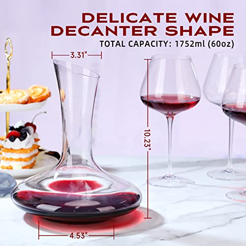 Roraem Decanter - Wine Decanter For Red Wine Carafe With 900Pcs Cleaning Beads Hand Blown Crystal Wine Aerator Set Pourer Carafe Modern Decanter Wine Gifts - 60Oz #TOP1