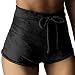 TOB Women's Casual Soft High Waist Drawstring Velvet Shorts Clubwear ,Black,Small
