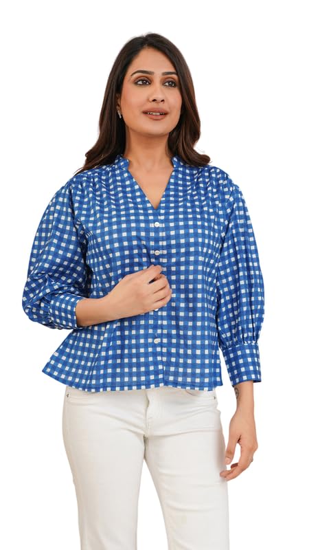 Bandhej V-Neck Gathered Pure Cotton Top-picture-10