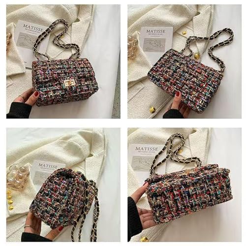 Designer Shoulder Bag for Women Trendy Mini Clutch Evening Bags Quilted Chain Cross body Bag, Tweed Purses for Women4