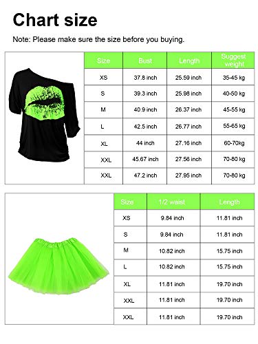 Camisetas y Tutú de los Años 1980 en Kit de Accesorios Verde Fluorescente 2