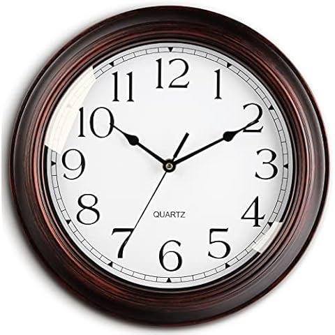 KECYET 12 Inch Wall Clocks Battery Operated Silent Non-Ticking Wall Clock Vintage Retro Rustic Style Decorative for Living Room Kitchen (Bronze) Cover
