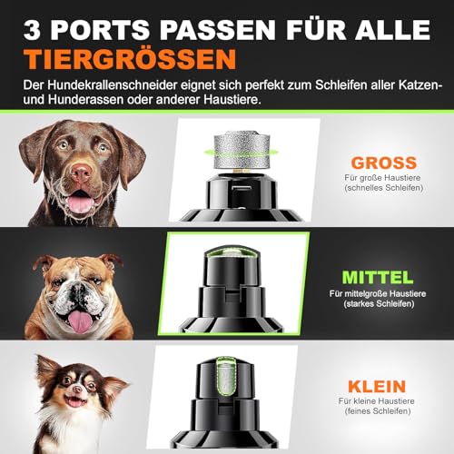 Wismika Hund Nagelfräse: Super Leise, 2 LED Lichter & 2 Geschwindigkeiten für sicheres Schneiden | Wiederaufladbarer Krallenschleifer mit 3 Schleifaufsätzen & Zubehör | Für Hunde und Katzen Aller