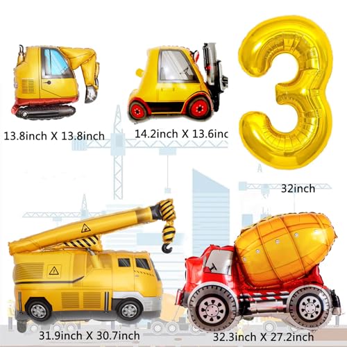 Image of Construction Birthday Party Supplies,Party Decorations Kits 3 Year Olds Construction Birthday Party Supplies Foil Balloons for Construction Theme BirthdayParty