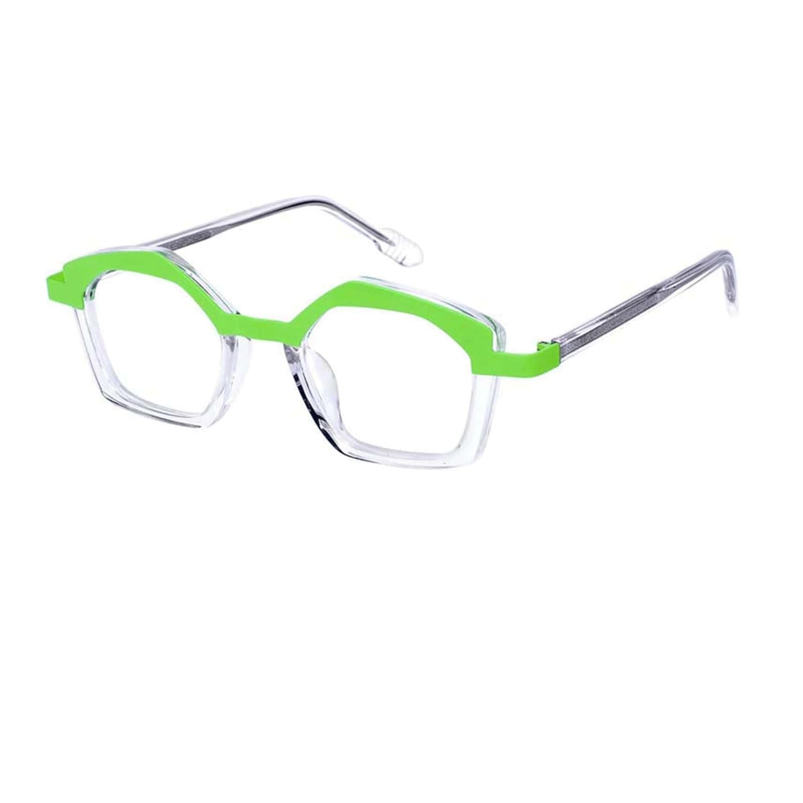 Monturas de gafas falsas de acetato pulido con estética retro ojo de gato
