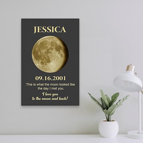 Miniatura 3 de Omaishine Póster de lienzo personalizado de fase lunar, marco de arte personalizado con impresión lunar, cumpleaños, boda, compromiso, aniversario,