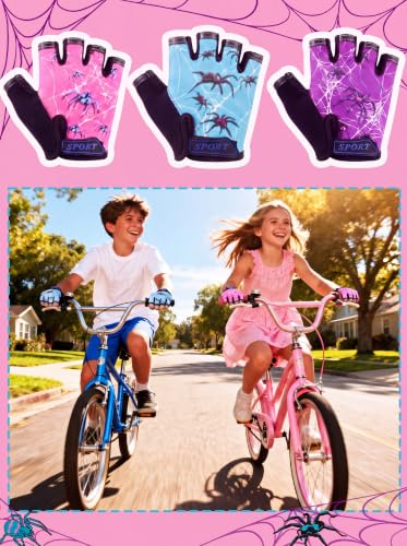 Image of Boao 3 Pairs Kids Half Finger Bike Gloves