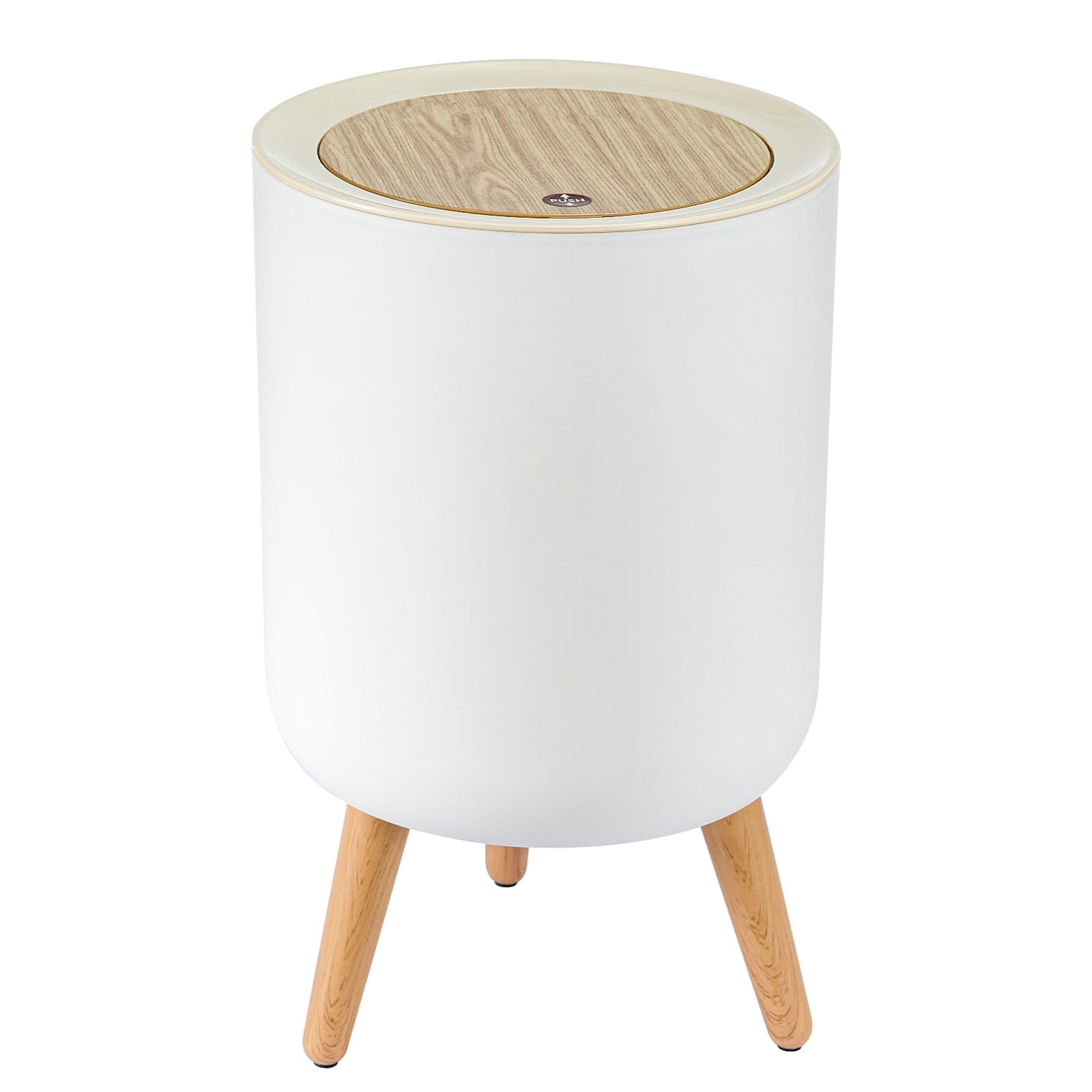 CROWNSHOP 9L Trash Bin Bathroom Bins 360x220mm Round Garbage Bin with Press top Lid Nordic Modern Waste Bin Modern Waste Bin with Legs for Kitchen Bathroom Bedroom Office Outdoor Dog Proof