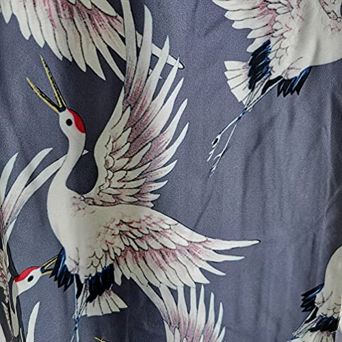 HAORUN Men Japanese Kimono Coat Loose Yukata Outwear Long Bathrobe Tops Vintage (Grey-Satin, Medium, m)4