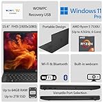 HP New 15.6" G10 Business Laptop, AMD Ryzen 5 7530U Processor (Beat i7-1355U), AMD Radeon Graphics, 32GB RAM, 1TB SSD, FHD Display, Spill-Resistant Keyboard, Windows 11 Pro, WOWPC Recovery USB - Image 2