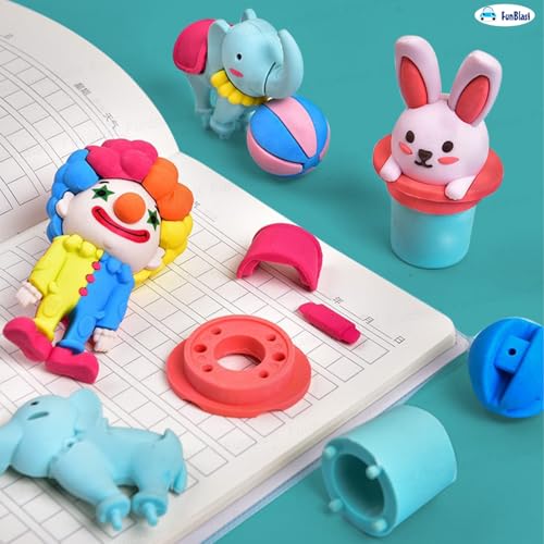 Image of FunBlast Cartoon Erasers for Kids - Retractable Eraser, Novelty Eraser Unicorn Themed Kawaii Erasers for Kid, Students, Fancy Stationery Gift for Boys, Return Gift for Kids (Pack of 3)