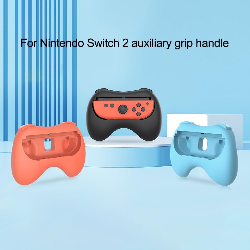 Impugnatura per Nintendo Switch2, accessori ergonomici per controller ABS, per Compact 14 x 10 x 3,5 cm, compatibile con console Switch 2, nero/per rosso-blu