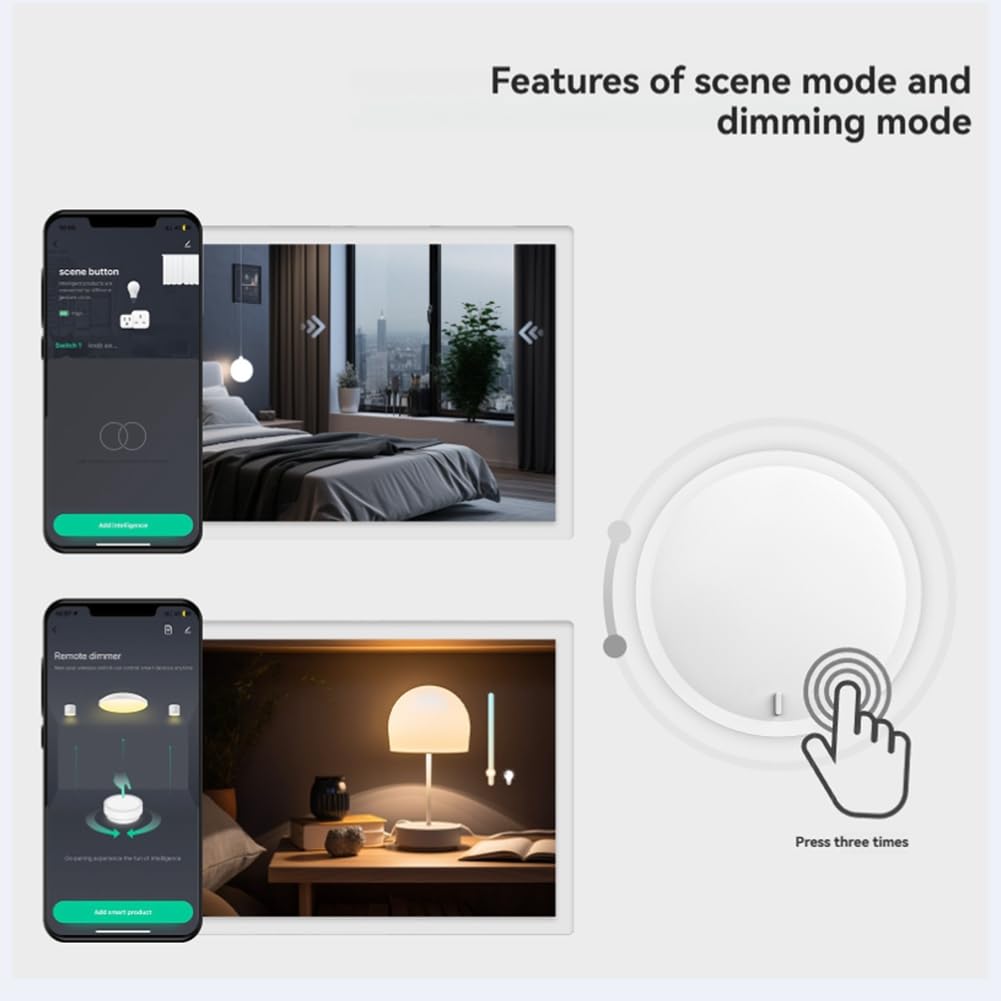 Smart Knob Swobit Tuya Zigbee Wireless Bouton pour la Domotique, Création de Scène Via une Application Smart Life