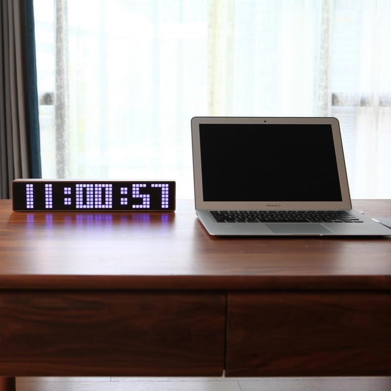 Miniatura 7 de Adventurers Relojes despertadores digitales para dormitorios, relojes de nogal negro para sala de estar con números grandes, brillo automático,