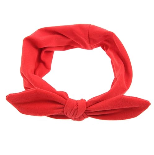 Miniatura 2 de Diadema elástica con orejas de conejo para mujer, turbante anudada, suave y trenzada, bandas para el pelo con nudo cruzado (rojo)