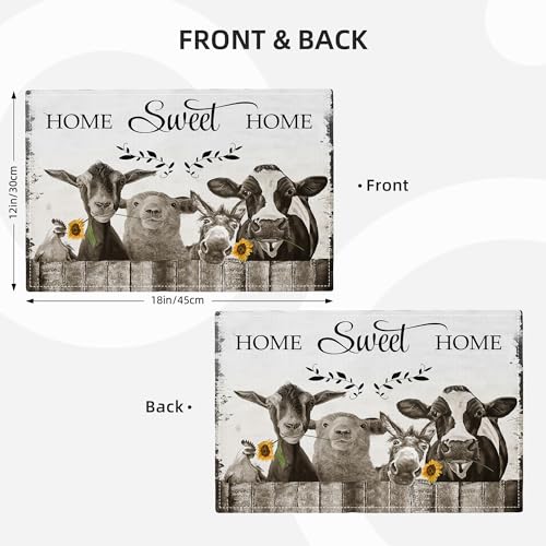 Farmhouseplacematssetof4funnyanimaltablematsblackandwhitewashableplacematsforpartykitchendiningdecoration12x18inch Urban Country Home Decor Farmhouse placemats set of 4 funny animal table mats black and white washable place mats for party kitchen dining decoration 12×18 inch urban country home decor