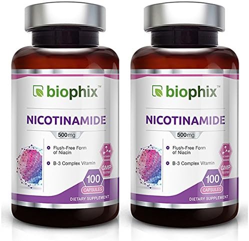 biophix Vitamin B-3 Flush Free Nicotinamide 500 mg 100 Caps 2 pack