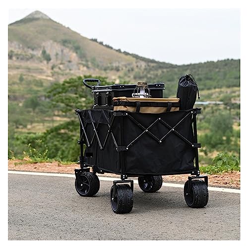 Carretilla plegable tipo carrito para camping, portátil y multifuncional con asa ajustable, gran capacidad y ruedas de goma silenciosas miniatura 5