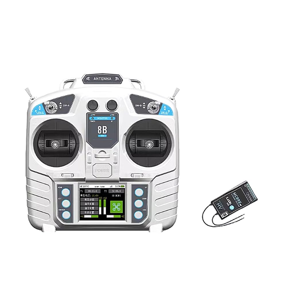 MC8B MINI 2.4GHz 8CH RC Transmitter with MC8RE-V2 Receiver Radio System for RC Airplane Helicopter UAV Car Boat
