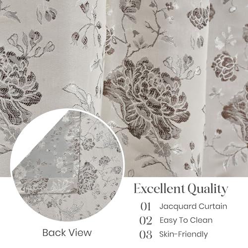 Image of FRESH FROM LOOM Floral Window Room Darkening Curtains 6 Feet Long|High Tenacity Yarn Polyester Weaved Grommet|Premium Screens for Home Office|Prada for Living Room,Dust Repellent(Coffee,6ft,1pc)