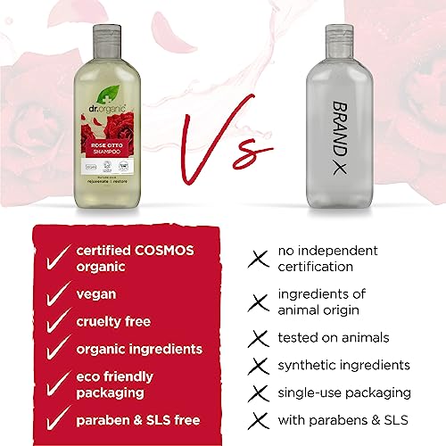 Dr Organic Rose Otto Shampoo, Restoring, Mens, Womens, Natural, Vegan, Cruelty-Free, Paraben & SLS-Free, Recyclable & Recycled Ocean Bound Plastic, Certified Organic, 265ml, Packaging may vary - Image 5