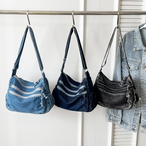 Bolso Denim unisex casual con bolsillos y correa miniatura 4