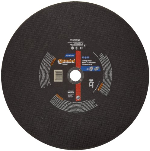Norton Gemini Free Cut Large Diameter Reinforced Abrasive Cut-off Wheel, Type 01 Flat, Aluminum Oxide, 5/8