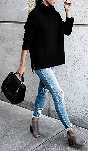 Image of FISACE Womens Oversized Turtleneck Pullover Sweater Cable Knit Sweater Tops