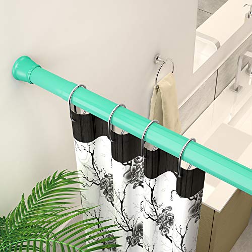 Image of Story@Home- Shower Curtain Rod, 100-160CM Adjustable Curtain Rod, Tension Spring Installation(No Tools Needed), Sturdy & Rust-Proof Curtain Rod, Ocean Green |Set of 2| No Drilling for Wall