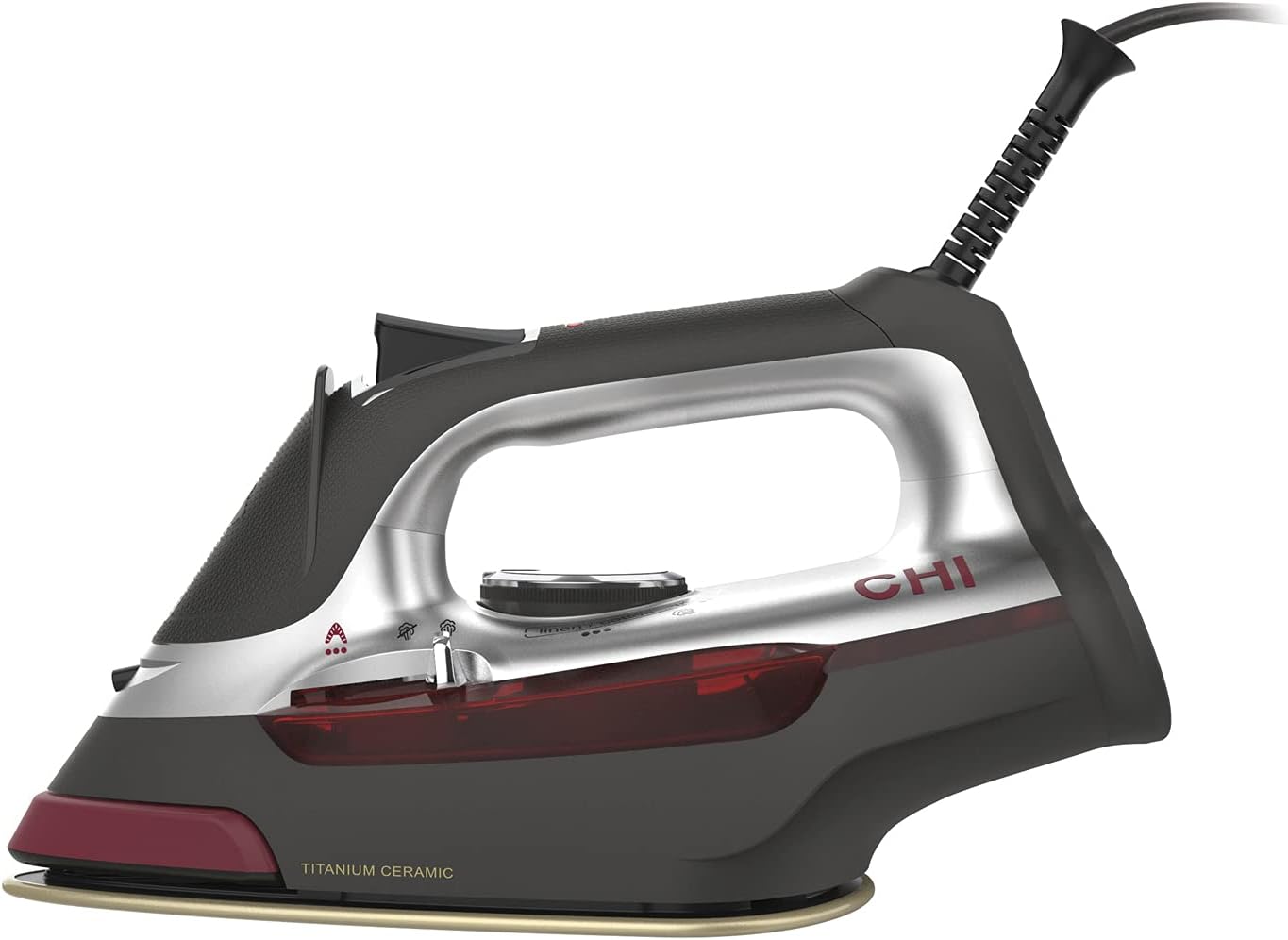 CHI Steam Iron for Clothes with 8’ Retractable Cord, 1700