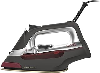 CHI Steam 2-in-1 Steam Iron and Vertical Garment Steamer with Targeted SteamShot for Clothes with Titanium Infused Soleplate, 1200 Watts, 10’ Cord (13108), Medium
