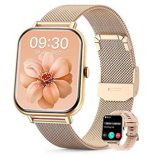 RUBOQE Smartwatch Reloj Inteligente Mujer - Pulsera Inteligente Dama con Llamadas Bluetooth, Rastreador de Actividad Impermeable IP67,Pantalla de 1.83",para iPhone Andriod(Correa Metal + Beige)