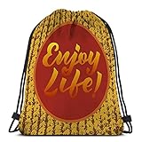 flyer mit abtrennbarer postkarte Größe: 36 cm x 43 cm Klassische Kordelzugtasche für Mann Frauen Gym Rucksack Sport Aufbewahrungstasche Illustration das Leben genießen Text Logo Flyer Banner Grußkarte Einladung Postkarte Typografie Poster