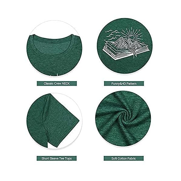 Book-T-Shirts-for-Women-Its-A-Good-Day-to-Read-Shirts-Book-Lovers-Shirt-Casual-Short-Sleeve-Tee-Tops Book T-Shirts for Women It's A Good Day to Read Shirts Book Lovers Shirt Casual Short Sleeve Tee Tops (Green, M, m)