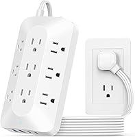 Vista 1 de Power Strip Surge Protector, Ultra Thin Extension Cord 5ft, 9 Outlets with 4 USB (2 USB C) for Multiple Devices, Outlet Extender for Home, Office