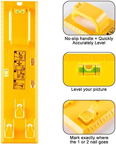 Picture Hanging Tool with Level Easy Frame Picture Hanger Wall Hanging Kit (Yellow)