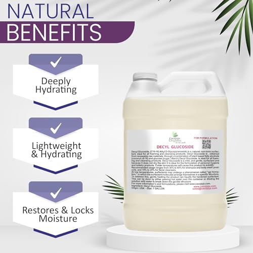 Image of Cocojojo Decyl Glucoside Natural Surfactant - Surfactants for Soap Making, Lauryl Glucoside, DIY Shower Gel, Skin Care, Body and Face Wash, Plant Derived, Natural - 1 Gallon (Pack of 1)
