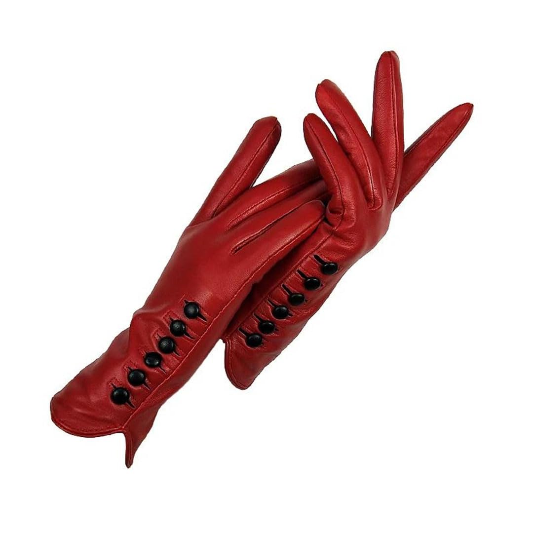 Damen-Handschuhe, echtes Leder, Winter, Ziegenhaut, warme Handschuhe, rot, Größe 9, rot, 9