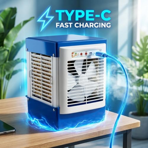 Image of Reliable CoolCube Mini Air Cooler with Type-C Fast Charging | Portable Personal Air Cooler Fan | Energy Efficient Desktop Cooling for Office, Bedroom, Study & Travel
