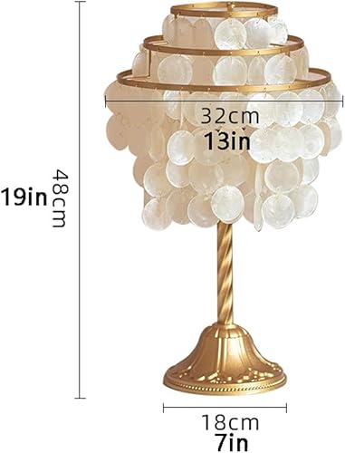 Miniatura 7 de NOLLAM Lámparas de Mesa - Lámpara de mesa con campanilla de viento, lámpara de noche de lujo con colgante de concha vintage dorada para sala de