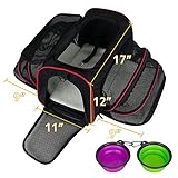 LOGROTATE Pet Carrier Airline Approved Portable Cat Carrier Dog Carrier Two Sides Expandable Travel Carriers Bag Purse for Dogs Cats Kittens Puppies & Small and Medium Animals